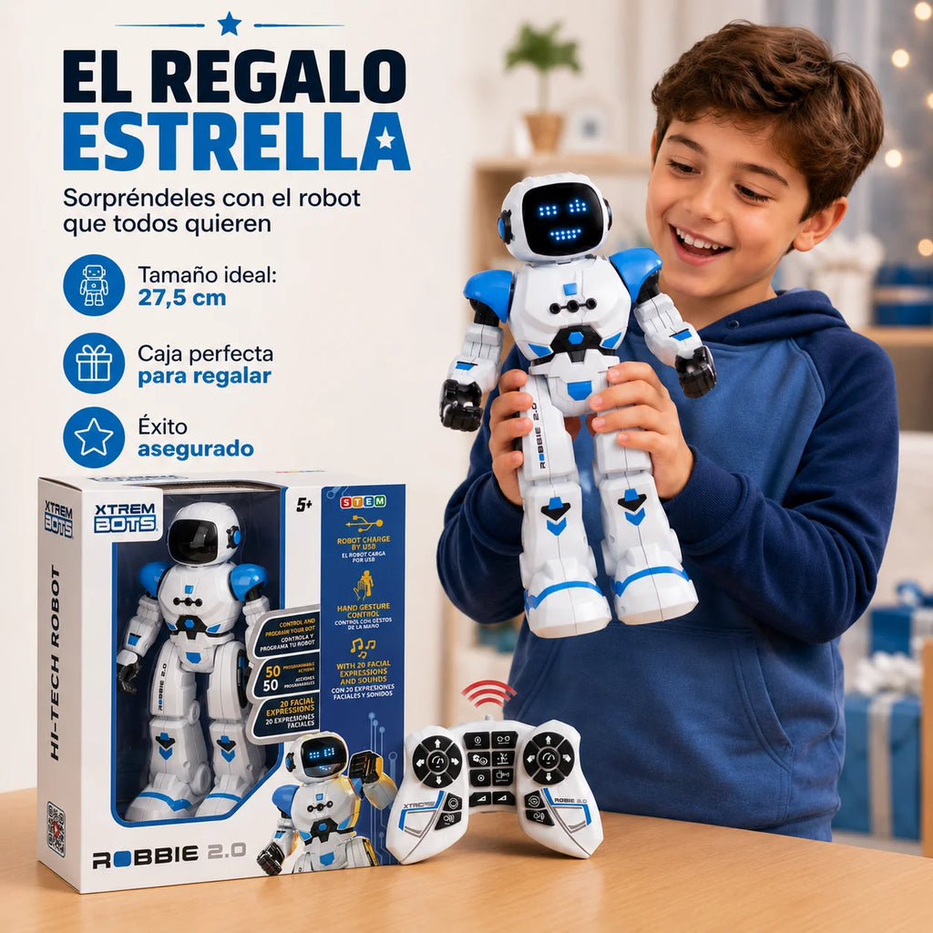 Xtrem bots - robbie |   Robot toy |   Children's robot with 20 facial expressions |   Robotics with 50 movements