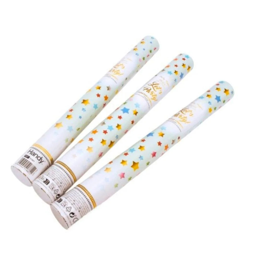 Kit de cañón de confeti 6/12, adecuado para bodas y fiestas de cumpleaños, rocía hasta 6-8 metros de altura, patrón de estrellas.