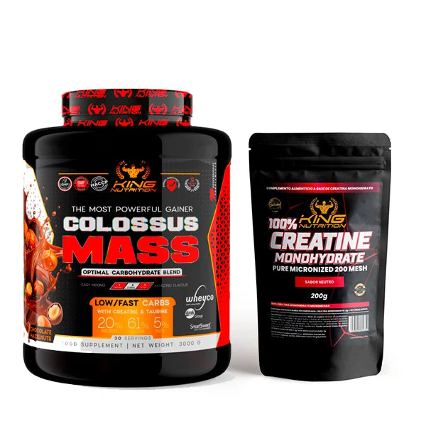 King Nutrition Gainer Colossus Mass 3Kg proteina creatina carbohidratos + 200g de creatine monohydrate