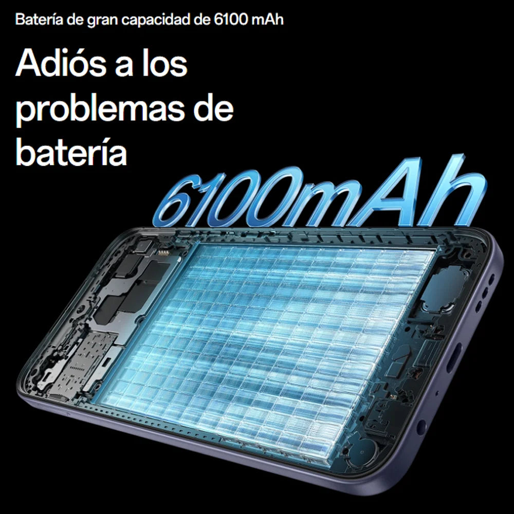 Smartphone OPPO A6X 5G, LCD de 6,75" 120Hz, MediaTek Dimensity 6300, cámara de 50MP, batería de 6100mAh, IP64, NFC, Android, Dual SIM, opciones de 4GB/128GB o 6GB/256GB disponibles, perfecto para el uso diario y juegos.
