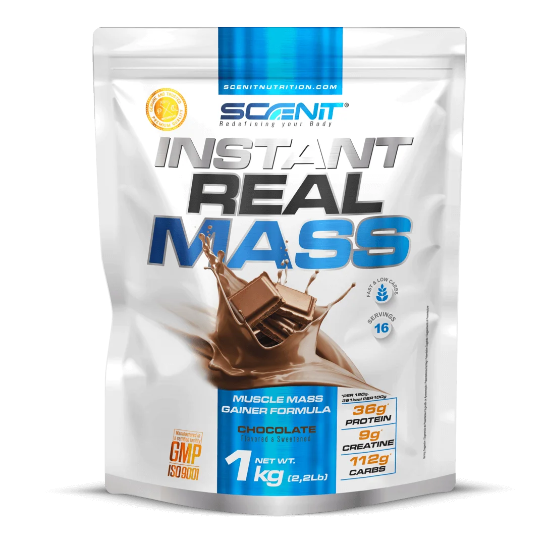 Instant Real Mass - hasta 7 kg - Ganador de peso y masa muscular, mass gainer para aumentar de peso - Ganador de músculo - Ganador de masa muscular - Gainer con creatina carbohidratos proteína