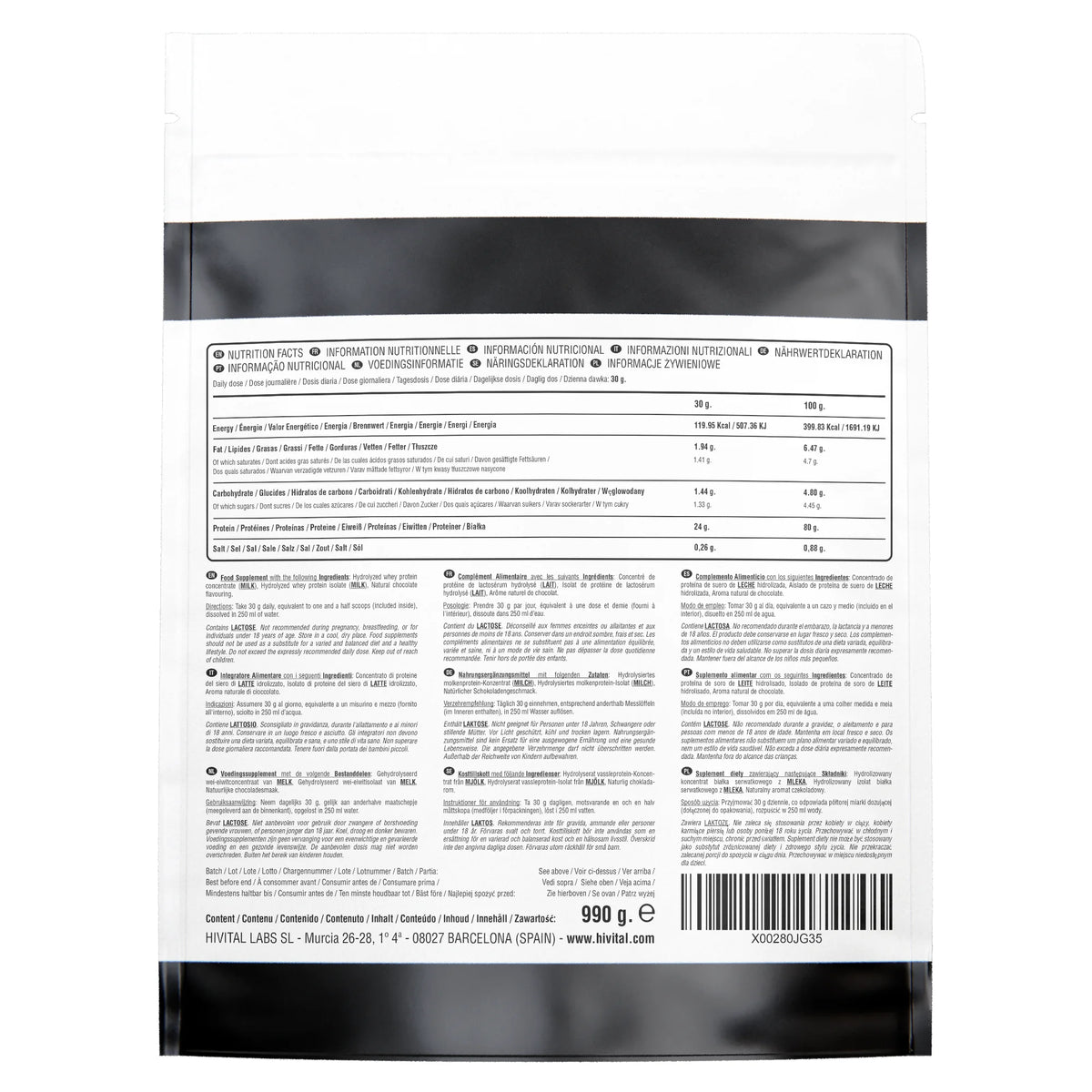 Proteína Concentrada de Suero de Leche WHEY | 1 kg. Hivital