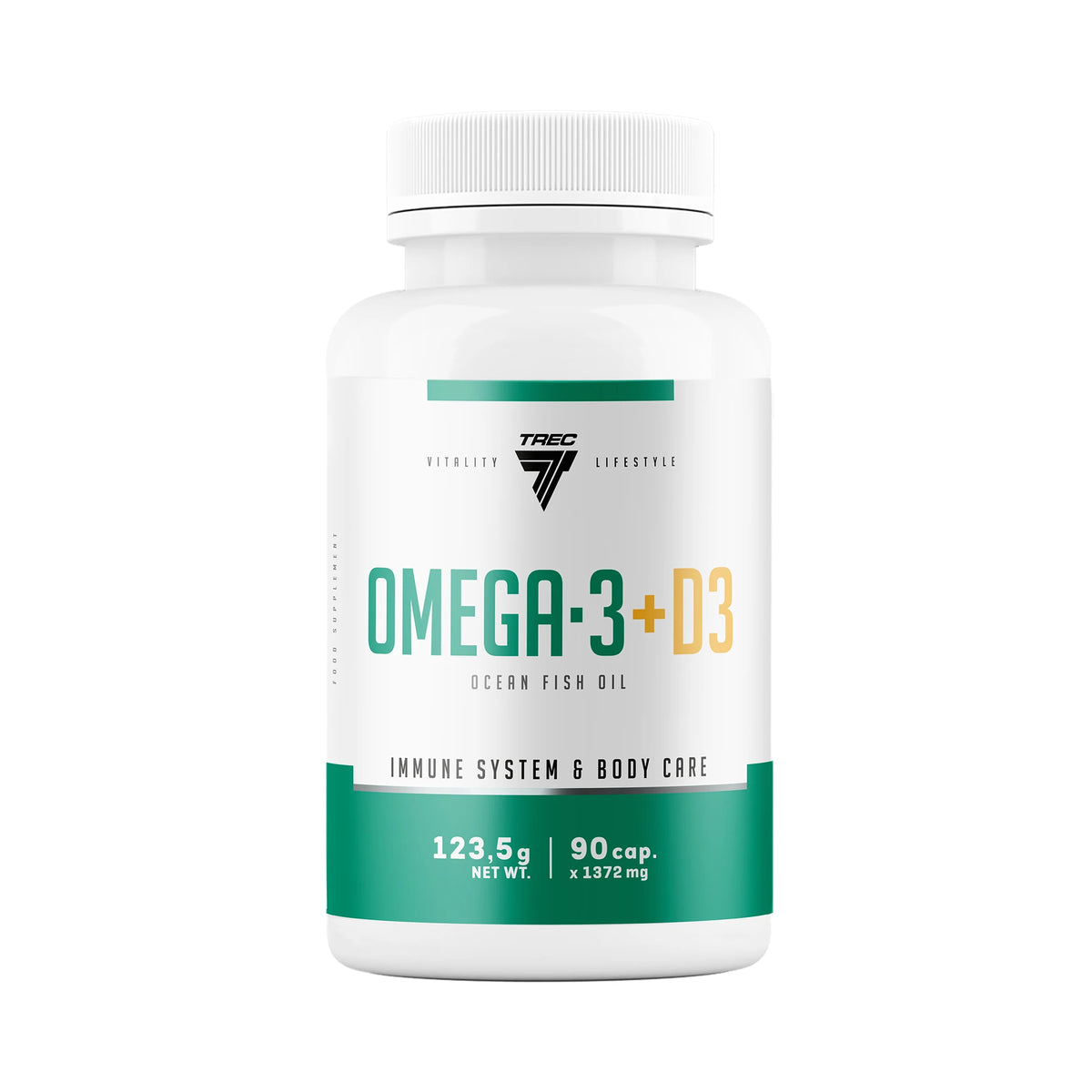 TREC NUTRITION - OMEGA-3+D3 - OCEAN FISH OIL - 90 CAP