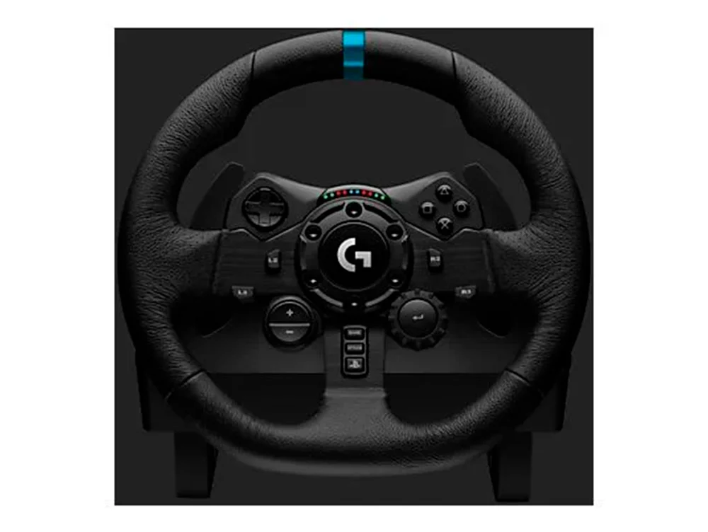 Logitech G29 SE Driving Force Steering Wheel + Shifter for PS5/PS4/PS3/PC, featuring TRUEFORCE technology, leather and aluminum construction, 6-speed H-pattern shifter, and progressive brake pedal for ultimate racing simulati
