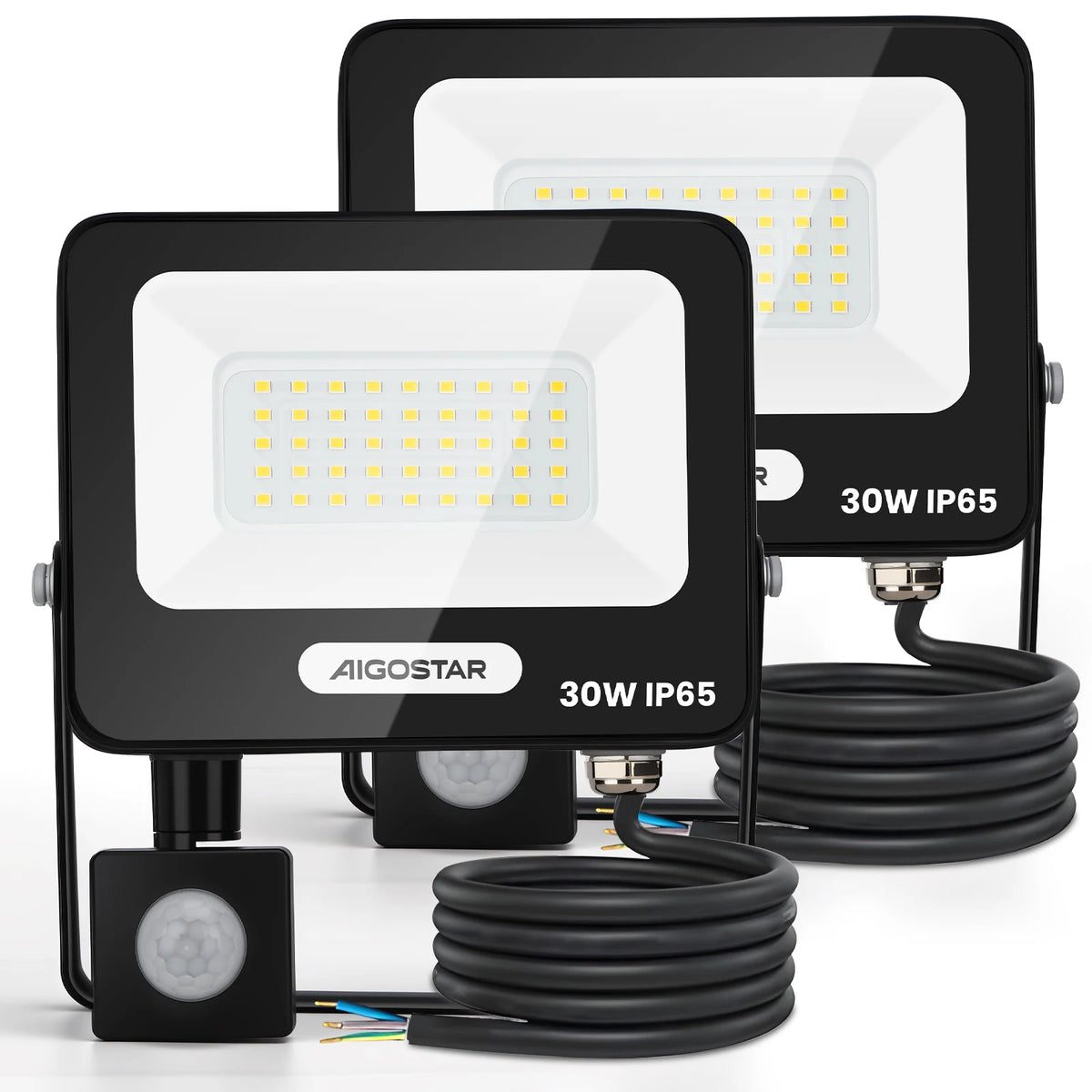 Aigostar 50W LED Floodlight with PIR Motion Sensor, 4600LM Brightness, IP65 Waterproof, Adjustable for Outdoor Use in Garden, Patio, and Garage, Super Bright Security Light, Energy Efficient Outdoor Lighting