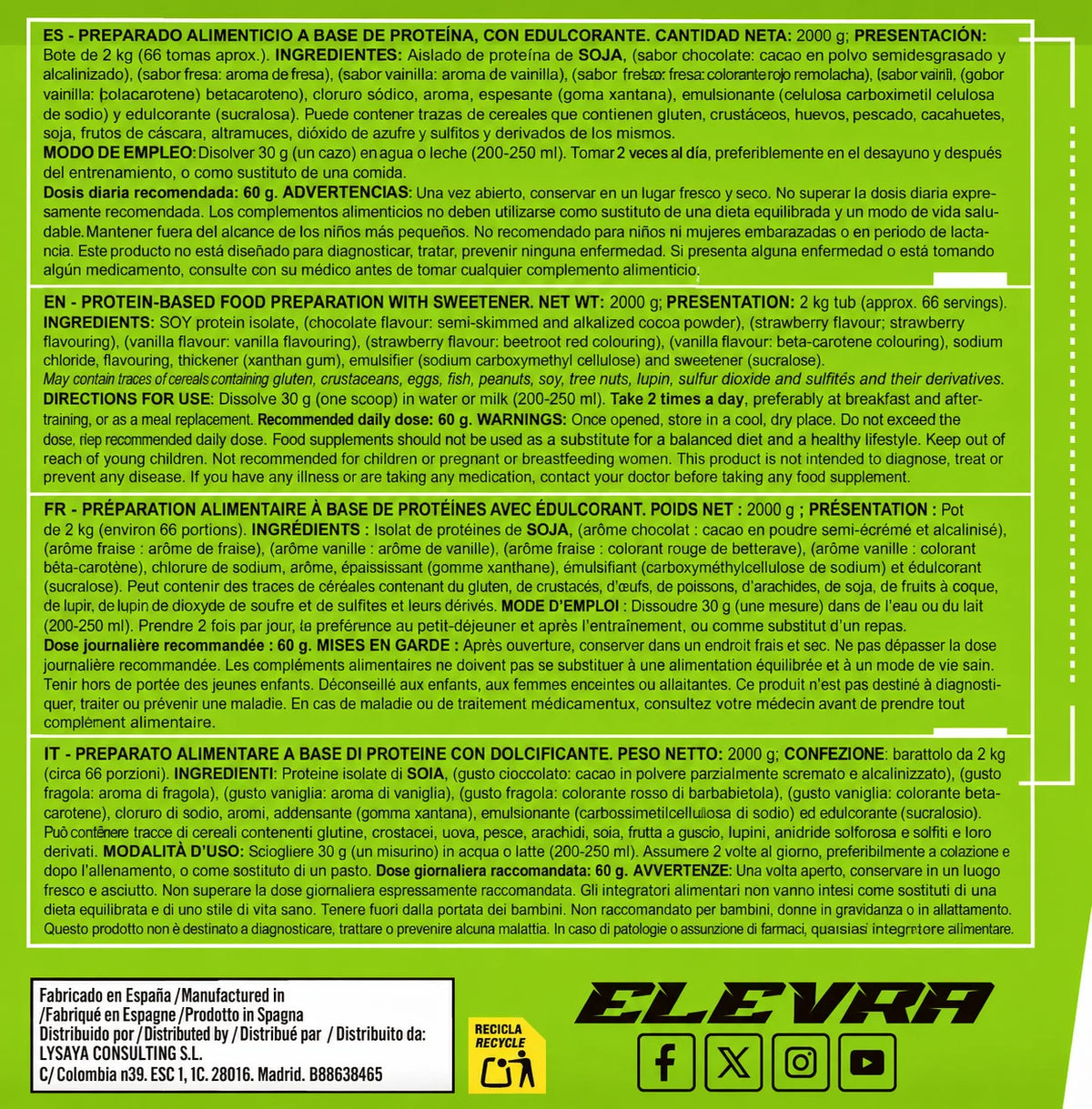 ELEVRA |  Pack de Proteina SOY 2KG