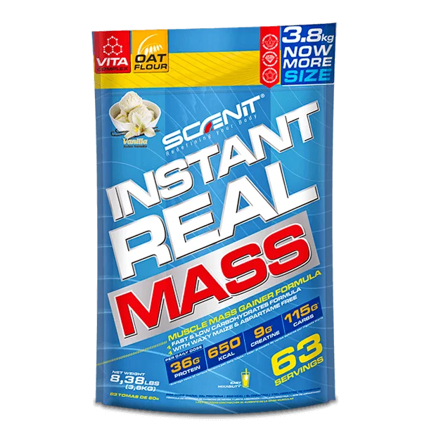Instant Real Mass - hasta 7 kg - Ganador de peso y masa muscular, mass gainer para aumentar de peso - Ganador de músculo - Ganador de masa muscular - Gainer con creatina carbohidratos proteína