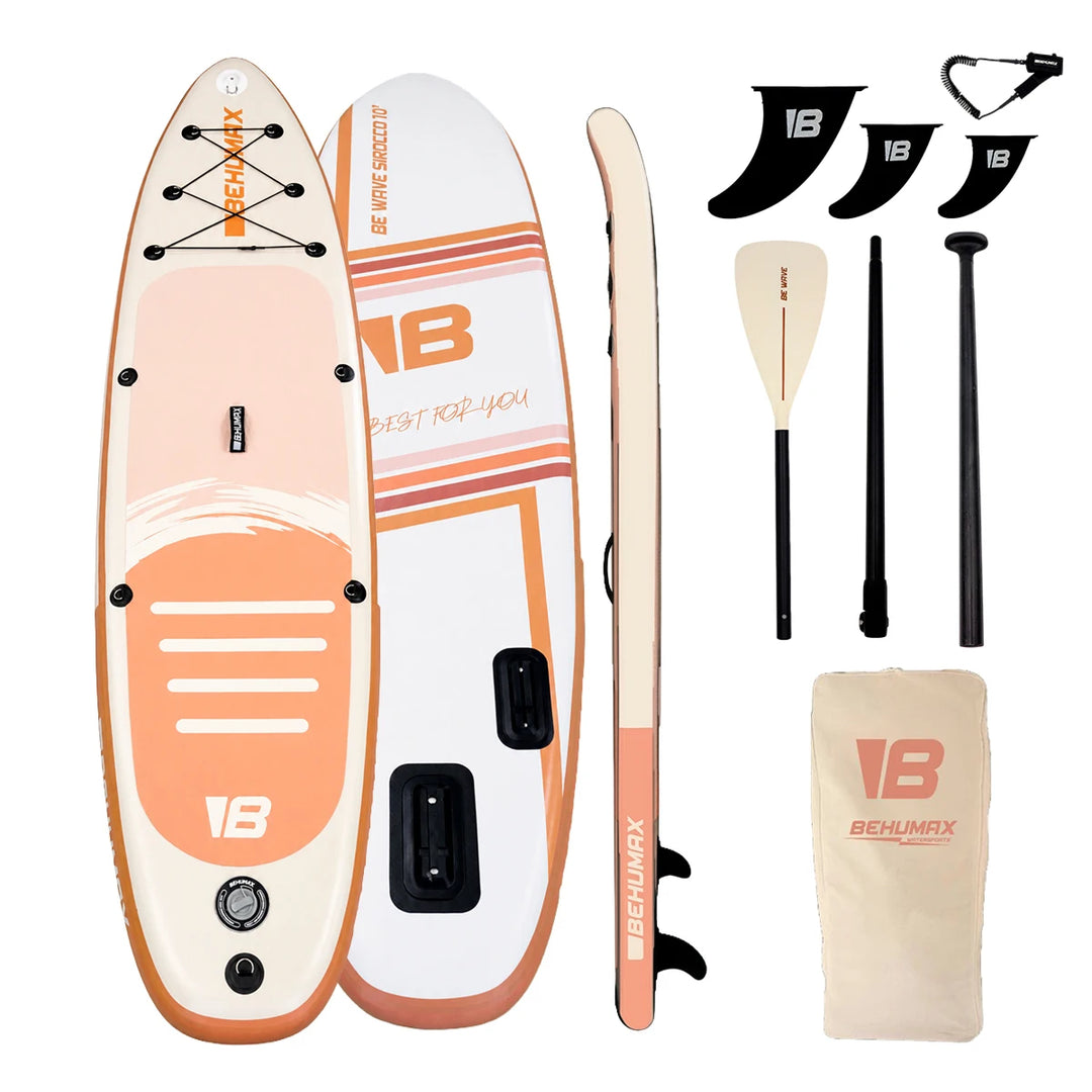 BEHUMAX - Tablas paddle surf hinchable Mint 10 -  Sirocco 10 , All Round PVC doble capa Dropstitch ligera 7.5kg con quillas y remo y mochila