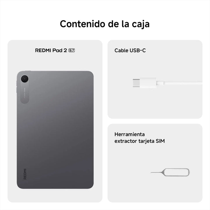 XIAOMI REDMI Pad 2 9,7”  Tablet  4GB+128GB  batería de 7600 mAh,Cámara trasera de 8 MP  Versión España（sin cargador）
