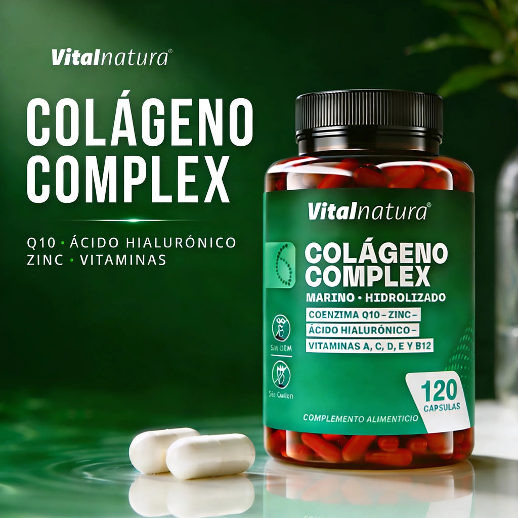 Colágeno Complex Marino Hidrolizado Vitalnatura con Ácido Hialurónico y Vitaminas – 120 Cápsulas - Pack Dúo Ahorro (2 botes)
