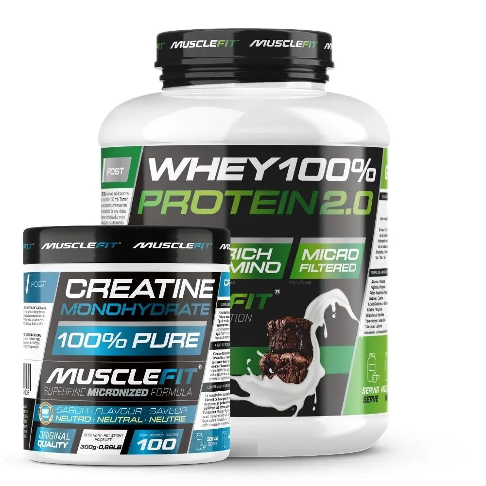 Pack Whey 100% Protein 2000g + Creatina 300g MuscleFIt / MuscleVip  Aumento Muscular