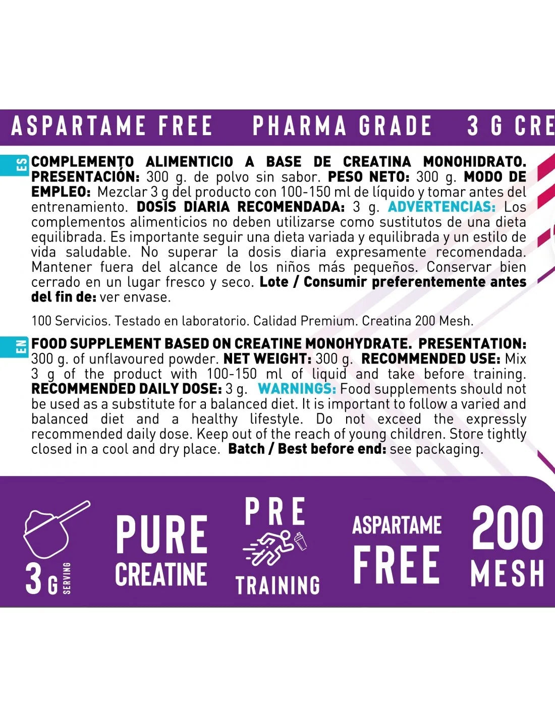 ERIX Nutrición Creatina Neutra 300 gr.