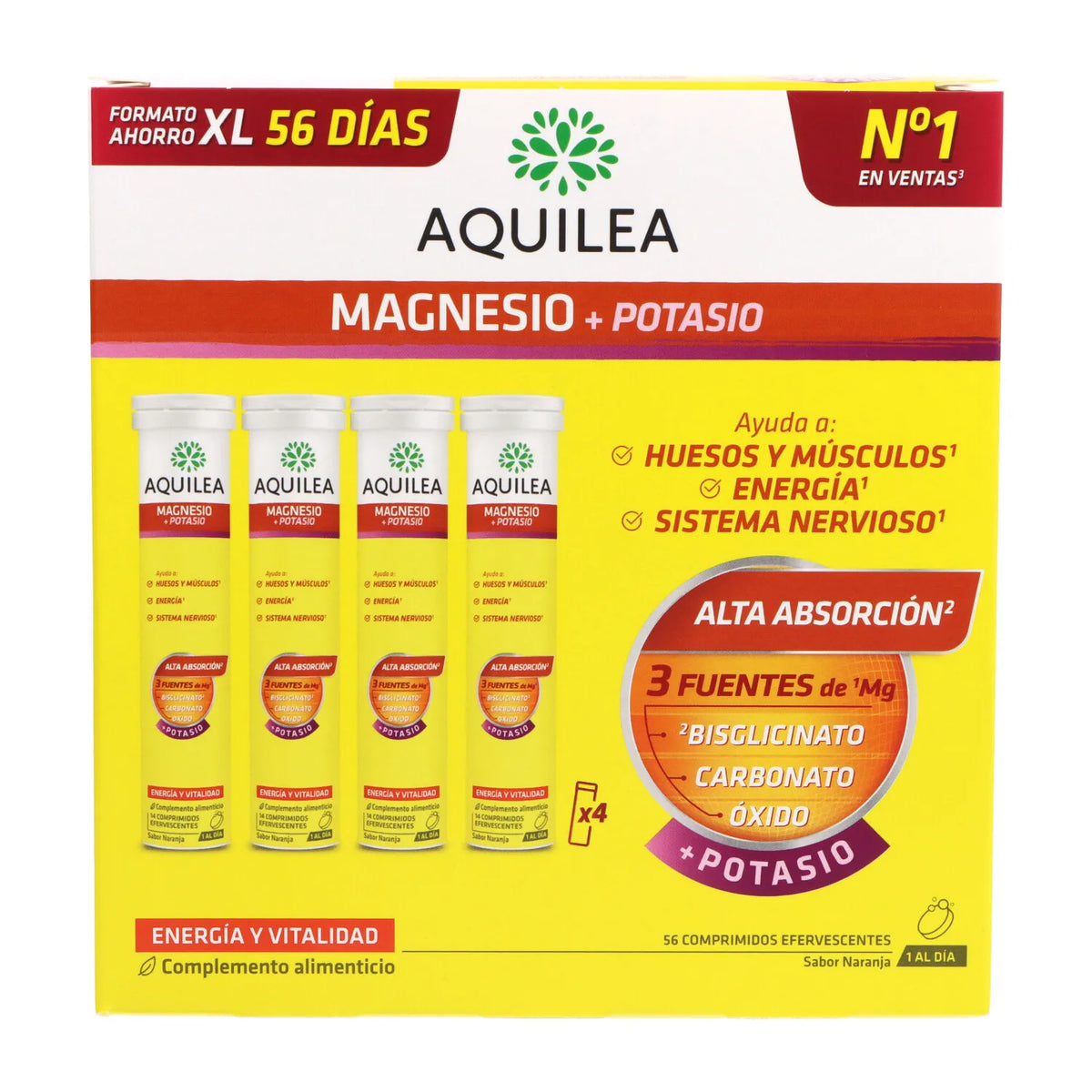 Aquilea Magnesio + Potasio 56 Comps Efervesentes Promo