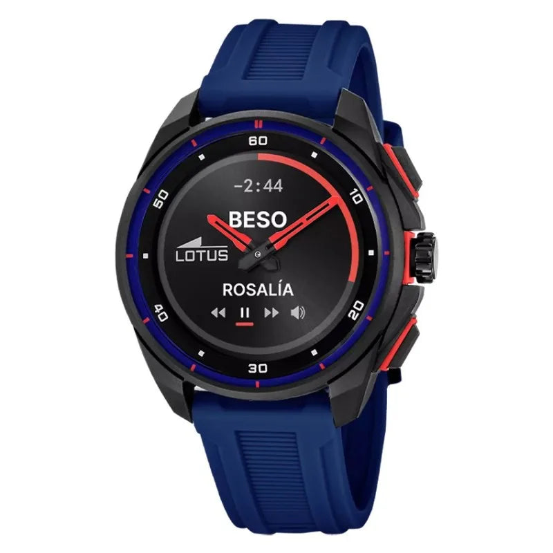 Reloj inteligente Lotus Connected para hombre 20002/6 en azul y rojo, con un diseño elegante, correa azul ergonómica, conectividad inteligente para llamadas, música y notificaciones, perfecto para estilos de vida activos.