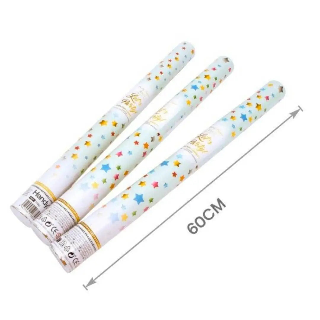 Kit de cañón de confeti 6/12, adecuado para bodas y fiestas de cumpleaños, rocía hasta 6-8 metros de altura, patrón de estrellas.