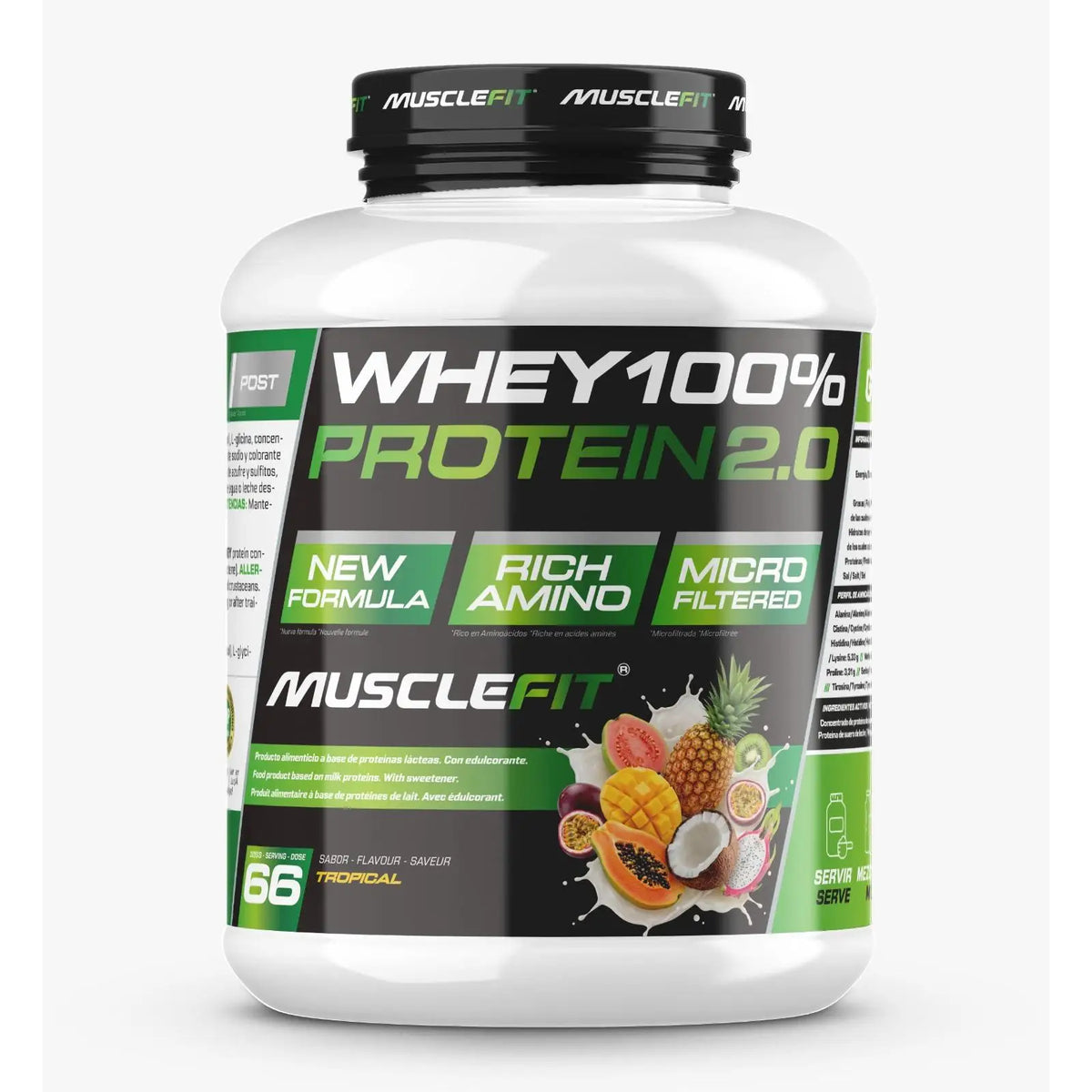 Whey 100% Protein 2000g - MuscleFit  Concentrado de Proteína para Creación de Músculo