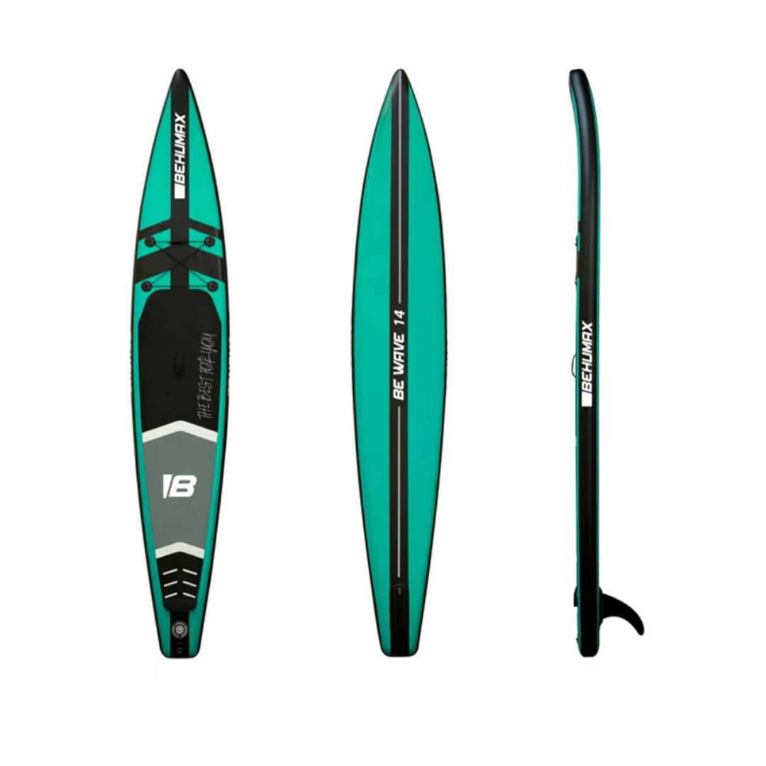 BEHUMAX - Tabla Paddle Surf Be Wave Race 14 inflable Dropstitch 18 PSI con remo aluminio y bomba doble acción