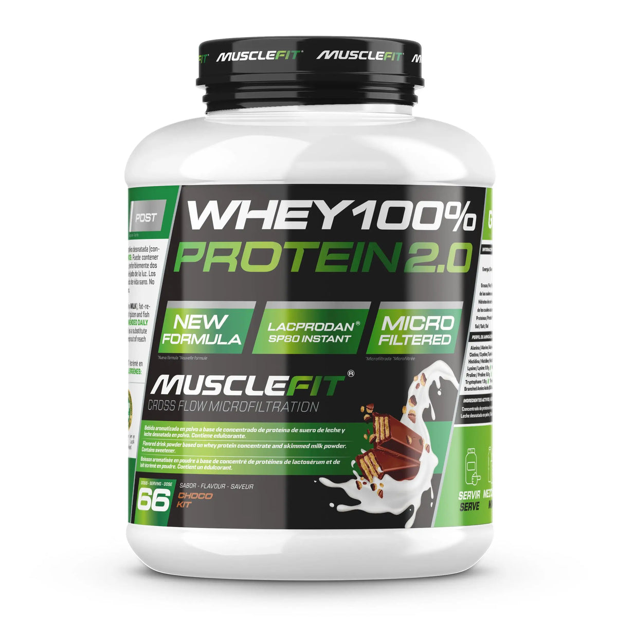 Whey 100% Protein 2000g - MuscleFit  Concentrado de Proteína para Creación de Músculo