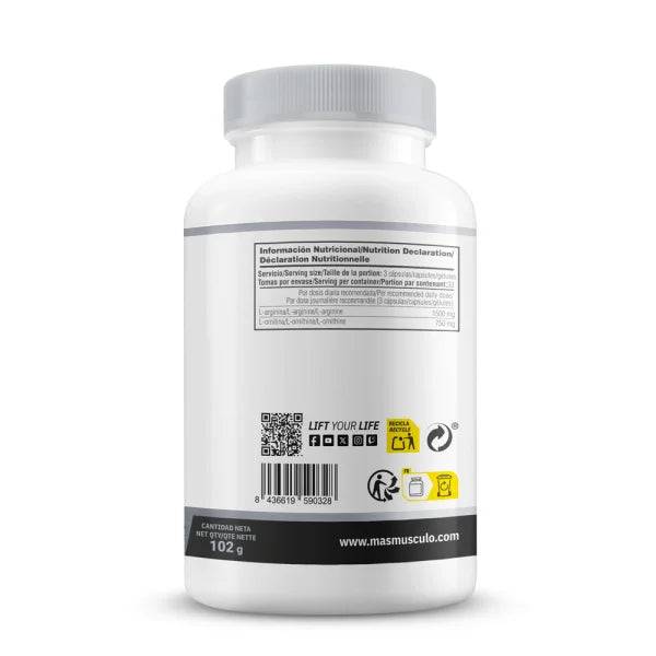 GH (Arginina y Ornitina) - 100 Cápsulas Vegetales de MM Supplements