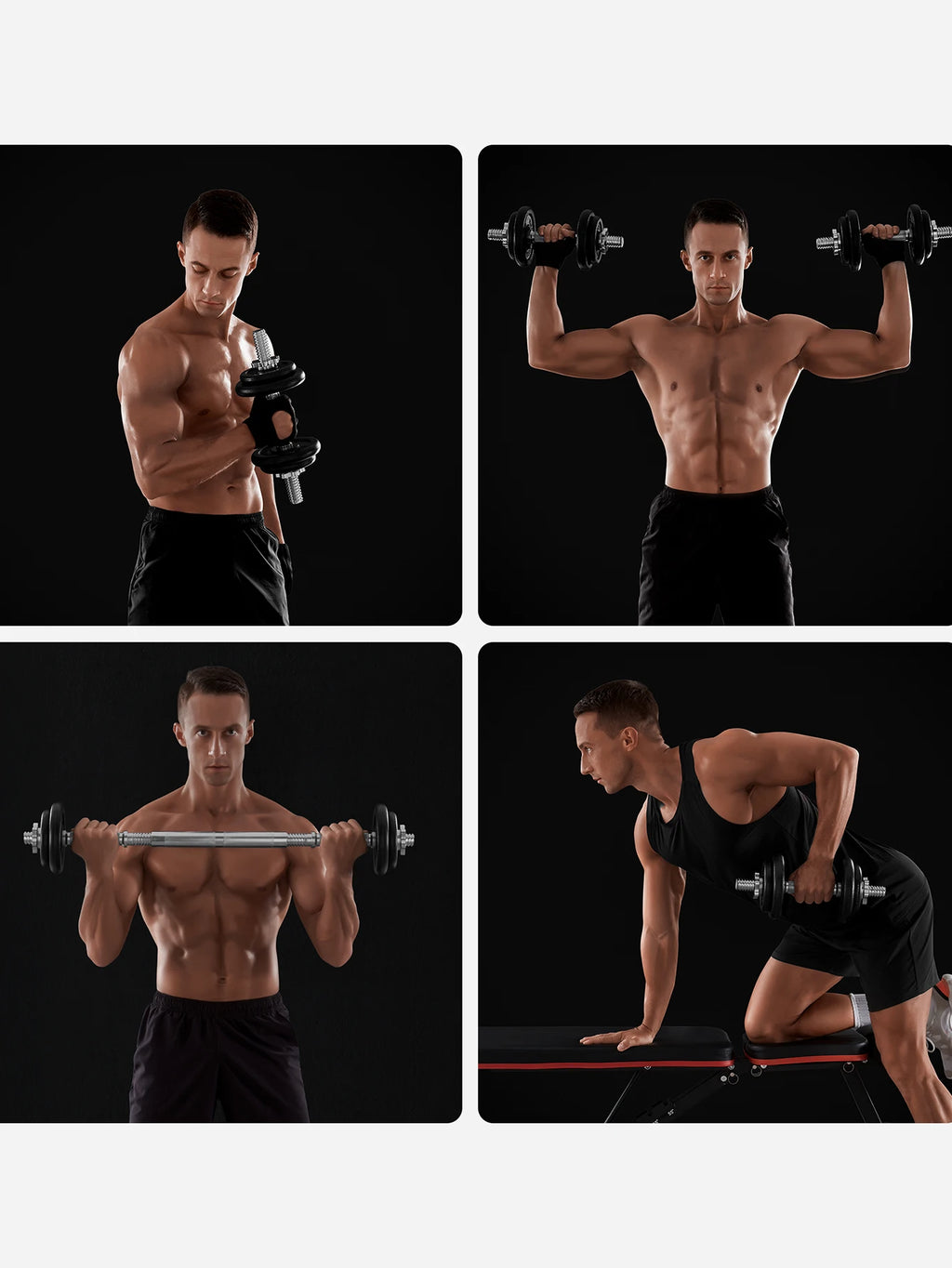 SONGMICS Juego de Mancuernas Ajustables de Hierro Fundido, con Barra Adicional,para Hombres y Mujeres, Entrenamiento de Fitness, Levantamiento de Pesas en el Gimnasio de casa