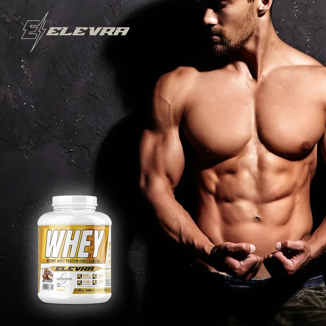 ELEVRA - 100% PRO Whey Protein 2kg / Esta fórmula superior de proteína de suero concentrada WHEYCO® se elabora mediante procesos de fabricación optimizados, directos al cliente final. Así se obtiene la máxima calidad al