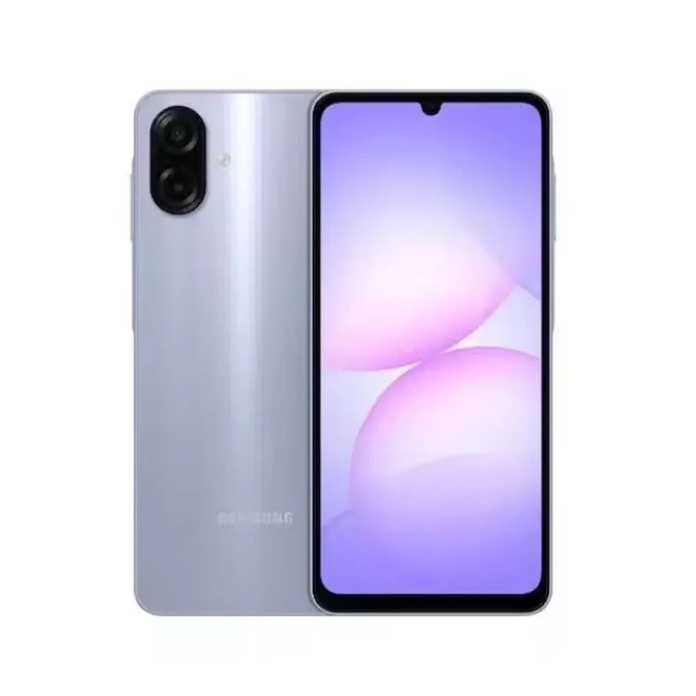 Smartphone Samsung Galaxy A07 4G, pantalla de 6,7 pulgadas, frecuencia de actualización de 90 Hz, procesador MediaTek Helio G99, 8 GB de RAM, 256 GB de almacenamiento, cámara dual de 50 MP, batería de 5000 mAh, teléfono Android con conectividad WiFi.