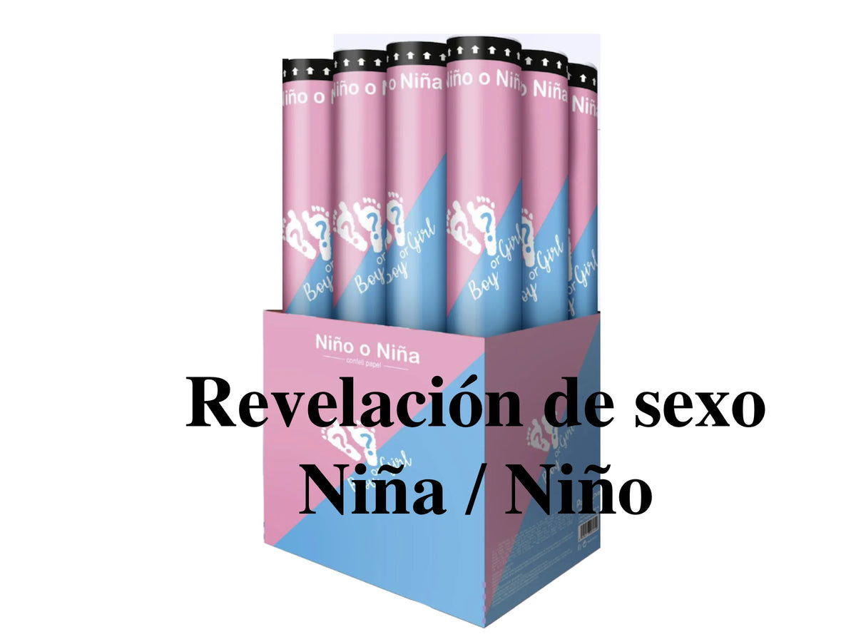 Pack de 2 cañones de confeti Rosa y Azul Baby Shower niña niño dos cañones de confeti papel de 40 cm azul y rosa para Baby Shower