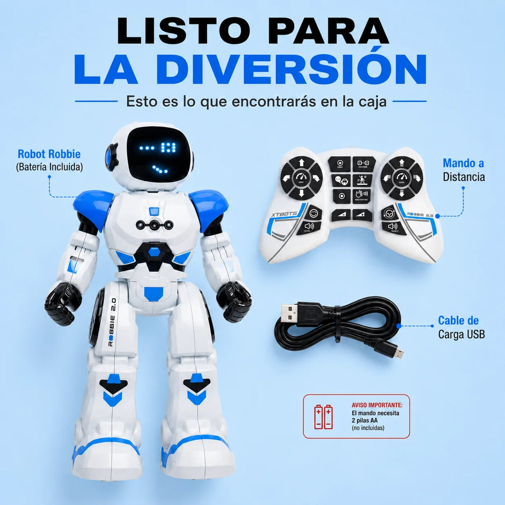 Xtrem bots - robbie |   Robot toy |   Children's robot with 20 facial expressions |   Robotics with 50 movements