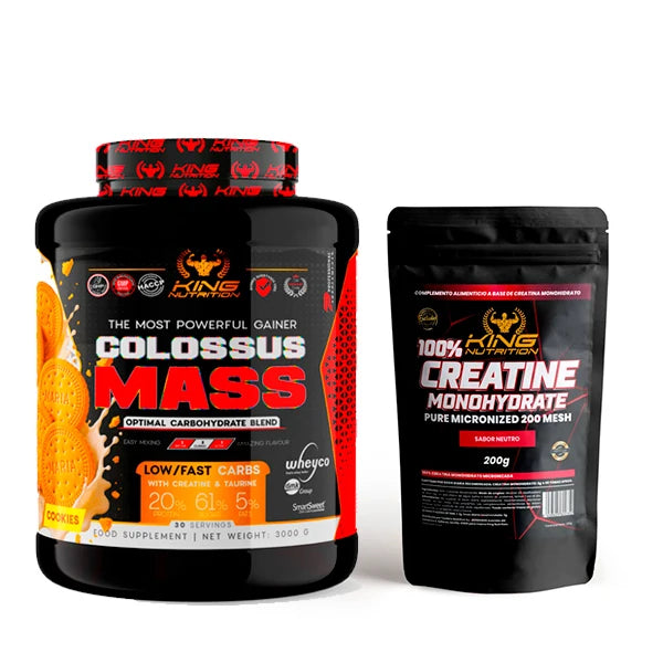 King Nutrition Gainer Colossus Mass 3Kg proteina creatina carbohidratos + 200g de creatine monohydrate