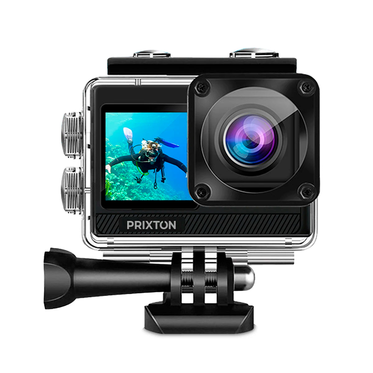 Cámara Deportiva - Videocámara Multisport - Action Cam - Conexión USB, MicroSD y HDMI - Sumergible - Incluye accesorios  PRIXTON