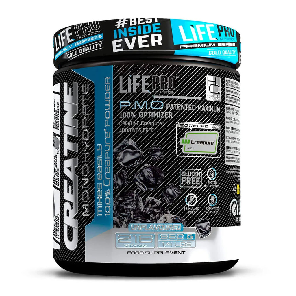 LIFE PRO NUTRITION CREATINE CREAPURE® 650G UNFLAVOURED - Creatina Pureza Creapure Certificada - Fuerza y Potencia Muscular