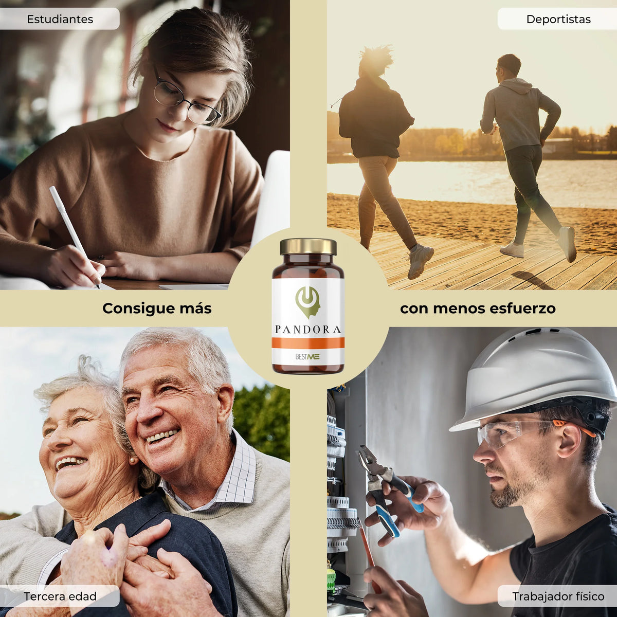 BESTME LAB - Nootrópico【9 en 1】100 % Natural, Ginkgo Biloba, Melena de León, Bacopa, Cafeína, Vitamina B12, 30 Cápsulas