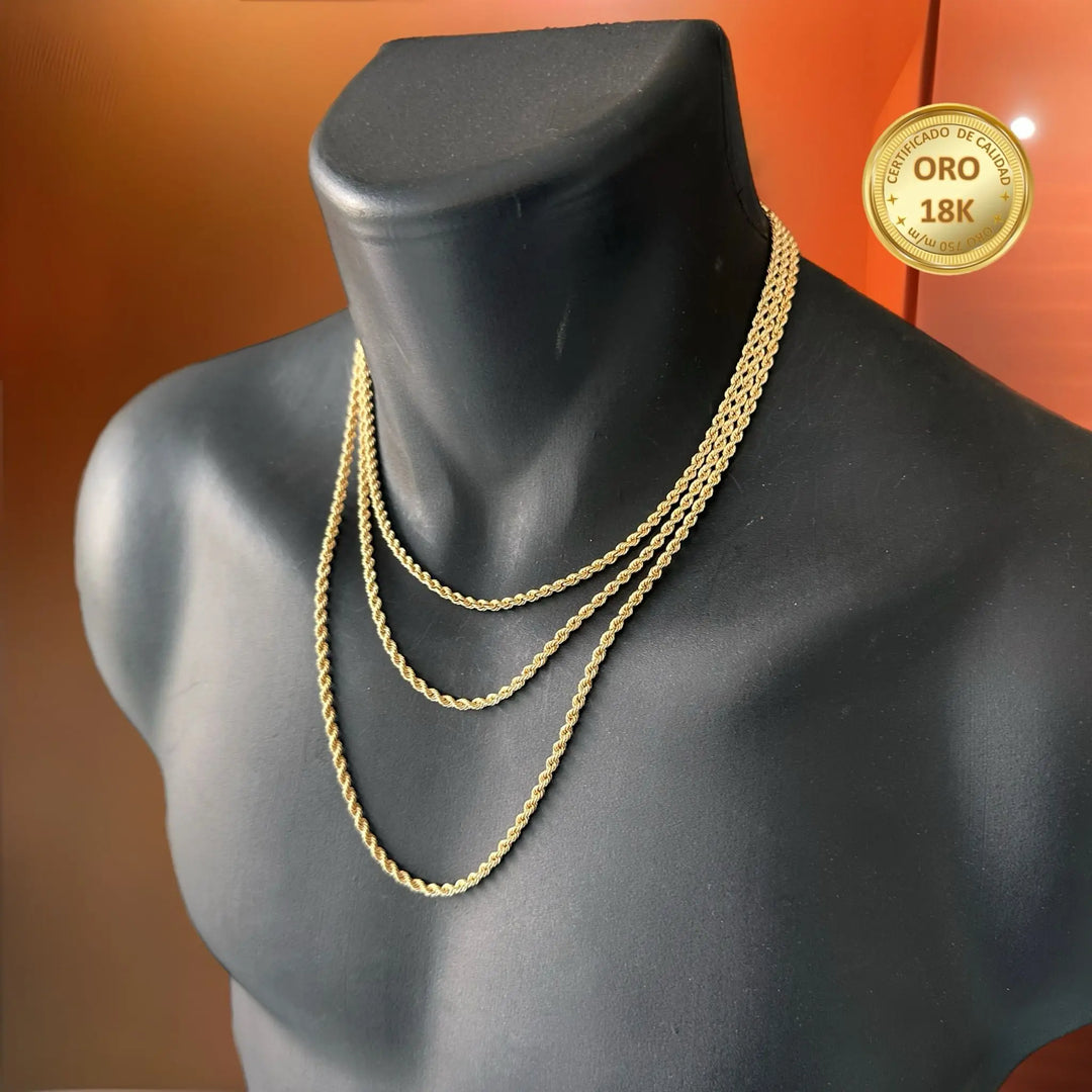 Mrc Collar Cordón Salomónico 3.50 mm 45 cm Oro 18 Kilates, con certificado de calidad