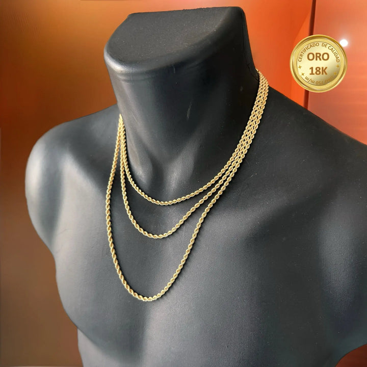 Mrc Collar Cordón Salomónico 3.50 mm 45 cm Oro 18 Kilates, con certificado de calidad