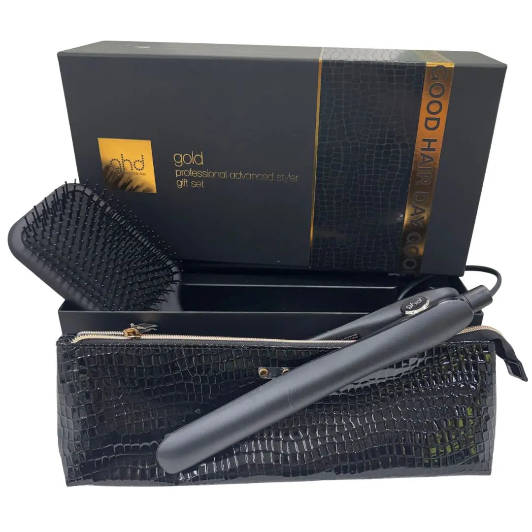 GHD Gold Gift Set | Plancha Profesional + Cepillo Paddle + Neceser ✨