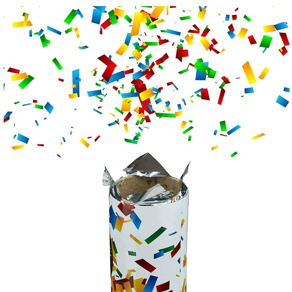 Maxia Market Cañón de confeti Tubo Confetti para fiesta celebraciones multicolor metal metalico 27 - 77 cm