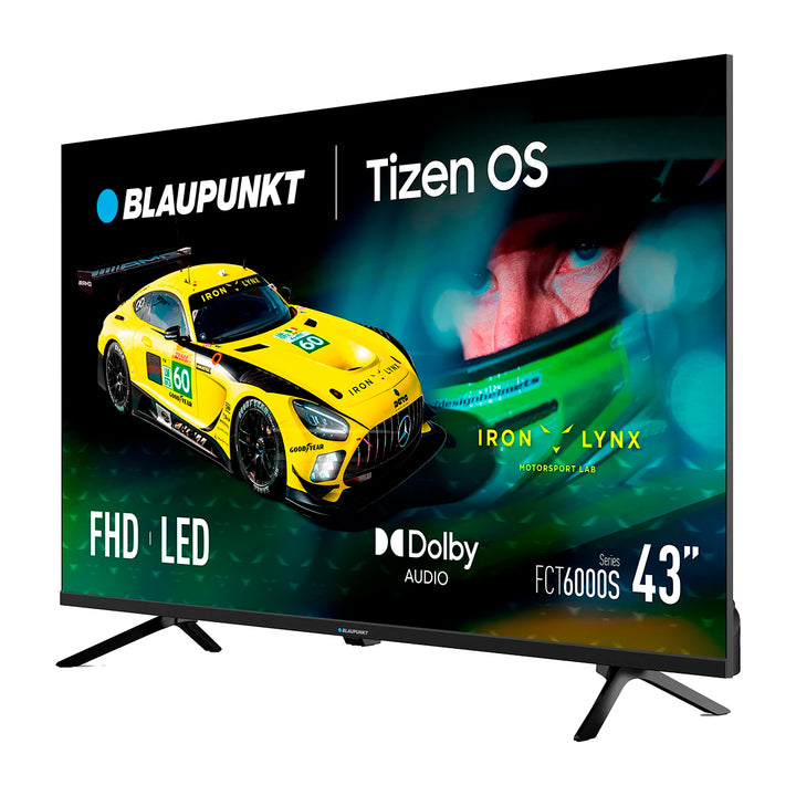 BLAUPUNKT Smart TV 43" Full HD LED, Tizen OS con Dolby Digital+, Wi-Fi Dual, Bluetooth 5.1, 2×HDMI, Negro, 43FCT6000S