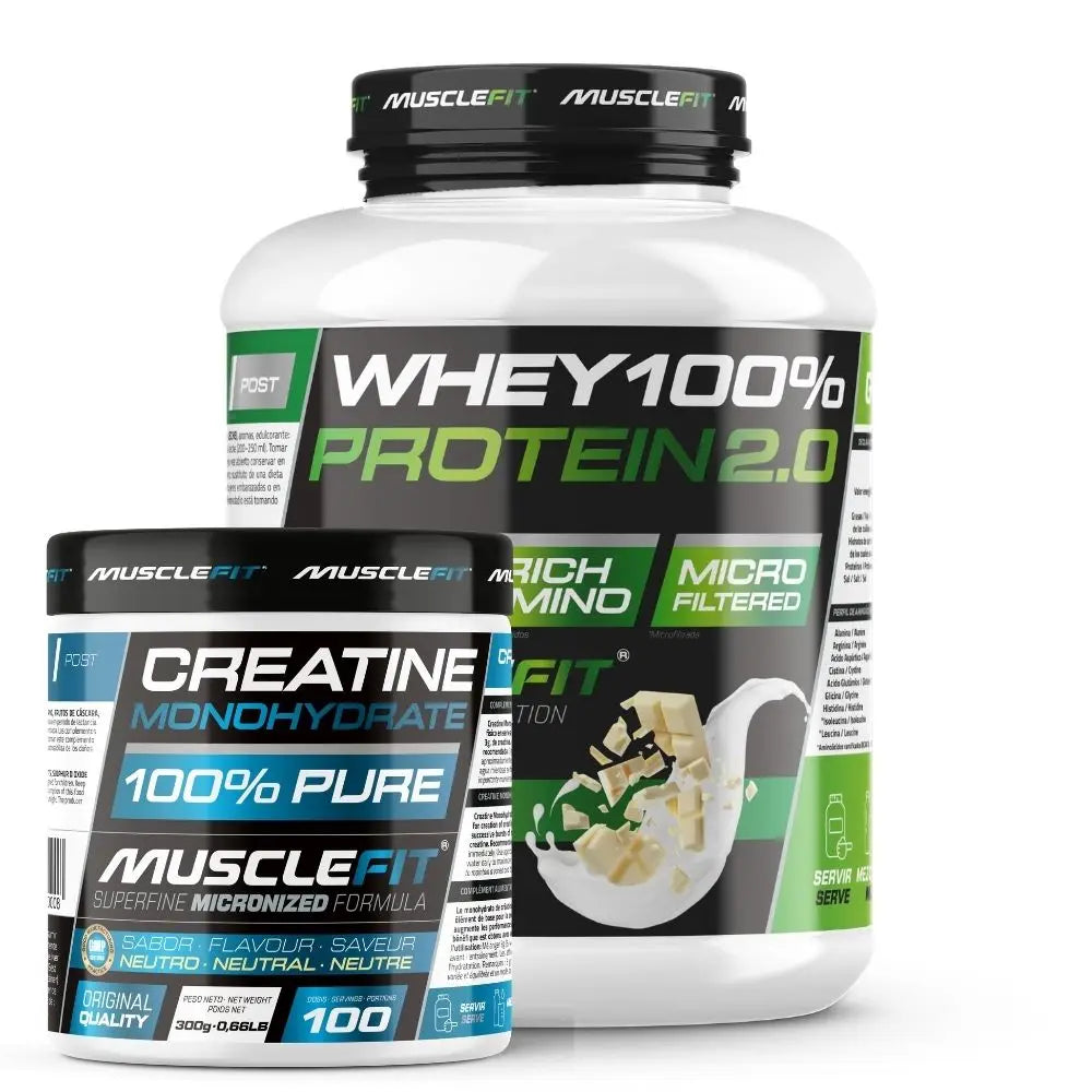 Pack Whey 100% Protein 2000g + Creatina 300g MuscleFIt / MuscleVip  Aumento Muscular