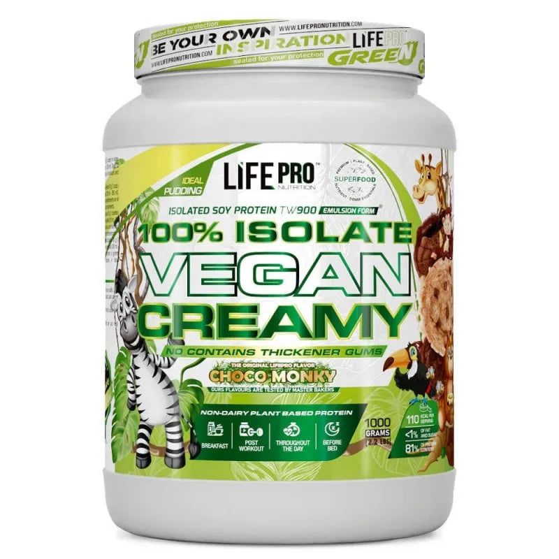 LIFE PRO NUTRITION ISOLATE VEGAN CREAMY 1KG - Aislado de Proteina Vegetal - Dietas Veganas y Vegetarianas - Textura Cremosa