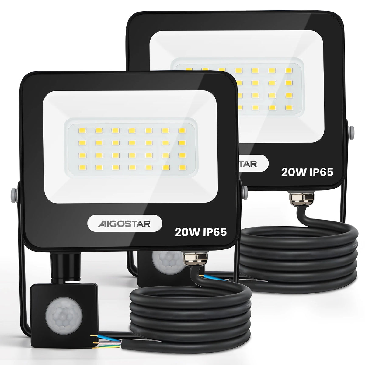 Aigostar 50W LED Floodlight with PIR Motion Sensor, 4600LM Brightness, IP65 Waterproof, Adjustable for Outdoor Use in Garden, Patio, and Garage, Super Bright Security Light, Energy Efficient Outdoor Lighting