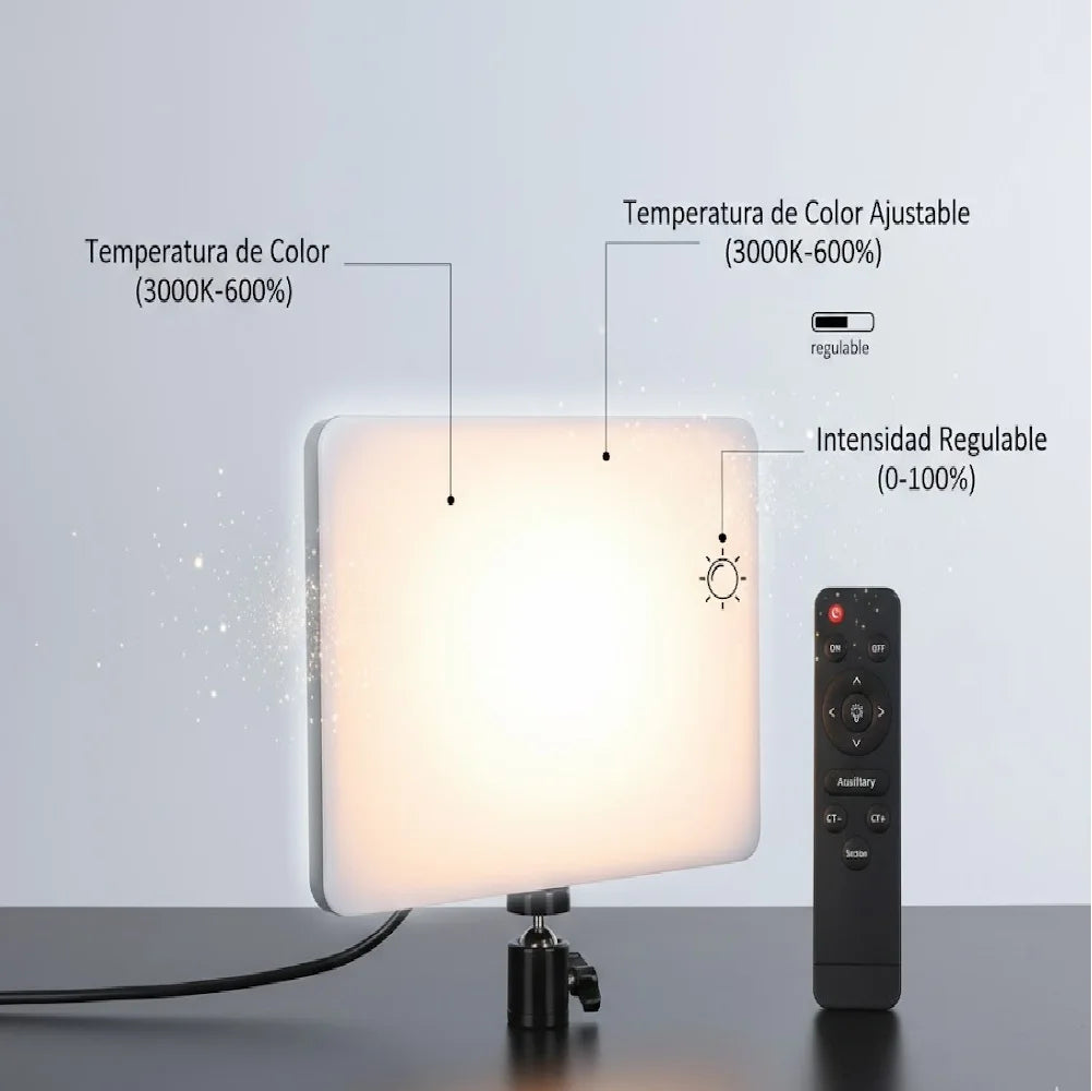 LUZ LED 11- PROFESIONAL CON REGULACIÓN DE BRILLO Y COLOR + MANDO A DISTANCIA, IDEAL PARA FOTOS Y VÍDEOS HD 220-240V