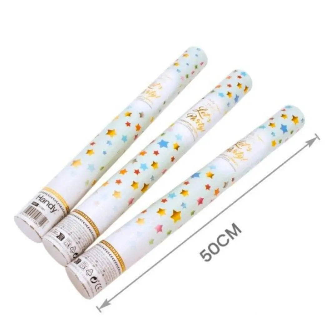 Kit de cañón de confeti 6/12, adecuado para bodas y fiestas de cumpleaños, rocía hasta 6-8 metros de altura, patrón de estrellas.