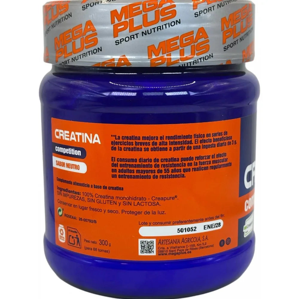 Creatina (CREAPURE®) 300gr sabor neutro serie competition de MEGAPLUS