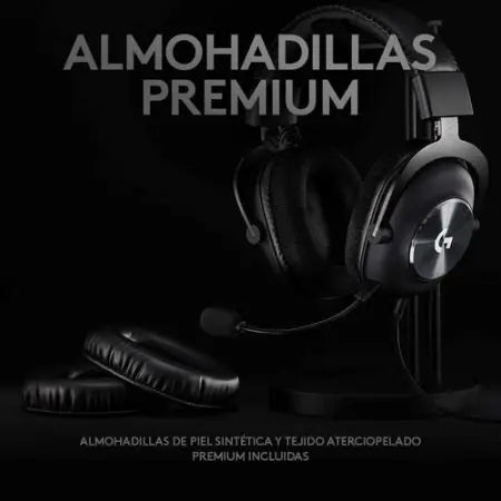 Logitech G PRO X Gaming Wired Headphones with Blue VO!CE mic technology, 50mm PRO-G drivers, durable steel and aluminum build, and 7.1 surround sound for ultimate gaming experience.