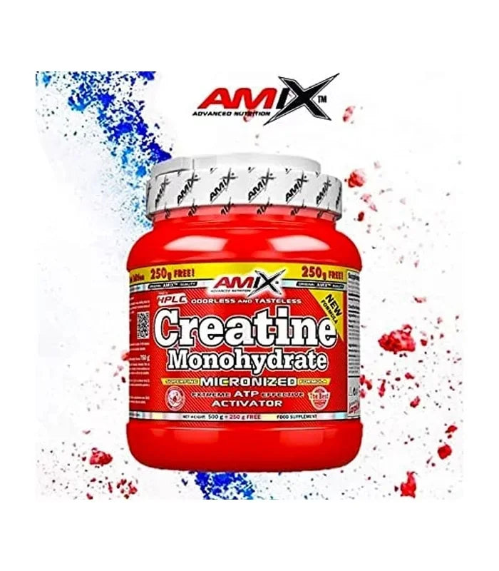 Amix Creatine Monohydrate 300 gramos - 100% Creatina Monohidrato Micronizada - Resíntesis Aguda de ATP y Voluminización Intracelular - Incremento de Fuerza Explosiva y Potencia
