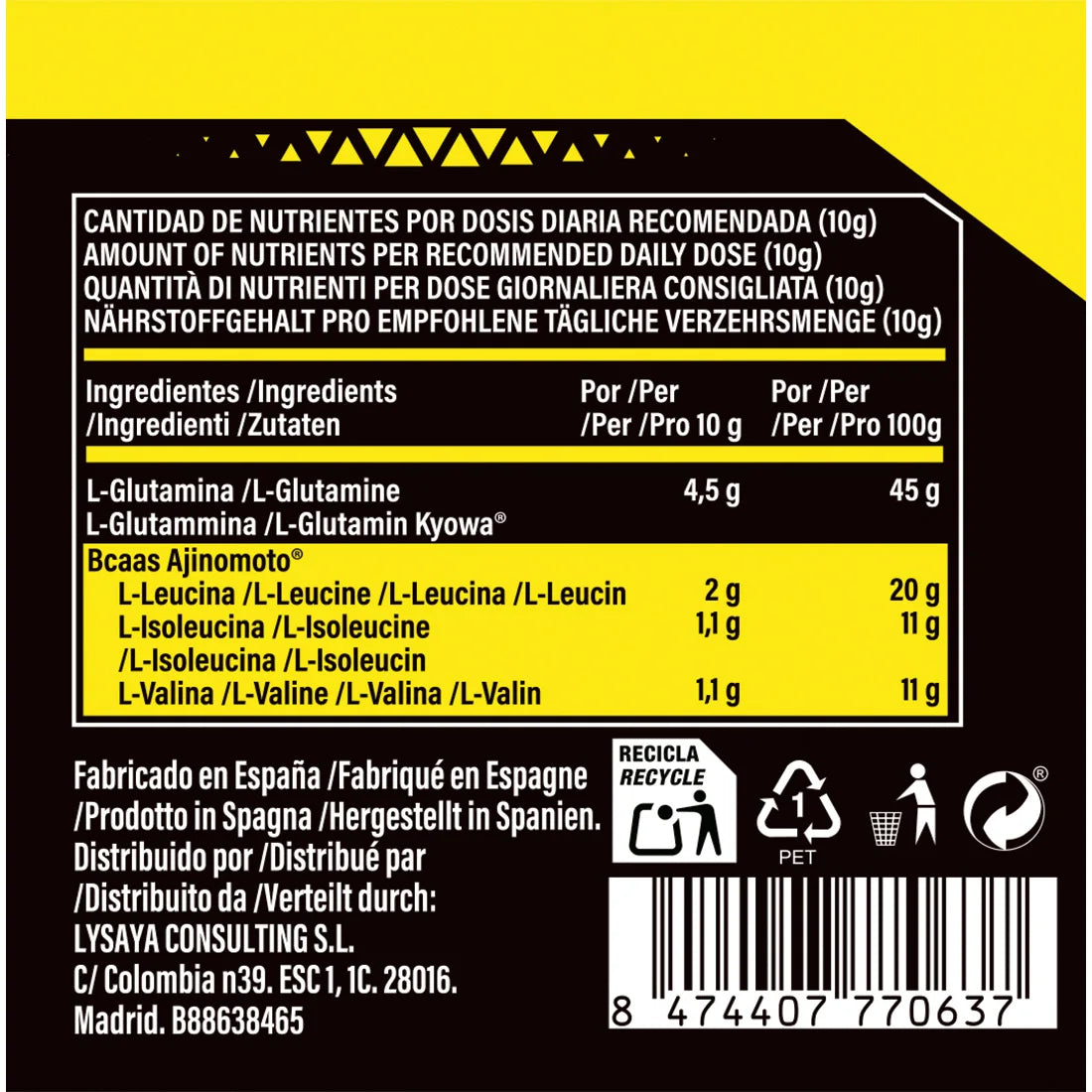 PRIMAL ASSAULT | BOTELLA L-Glutamina + BCAA en Polvo, 300 g, Frutos del Bosque