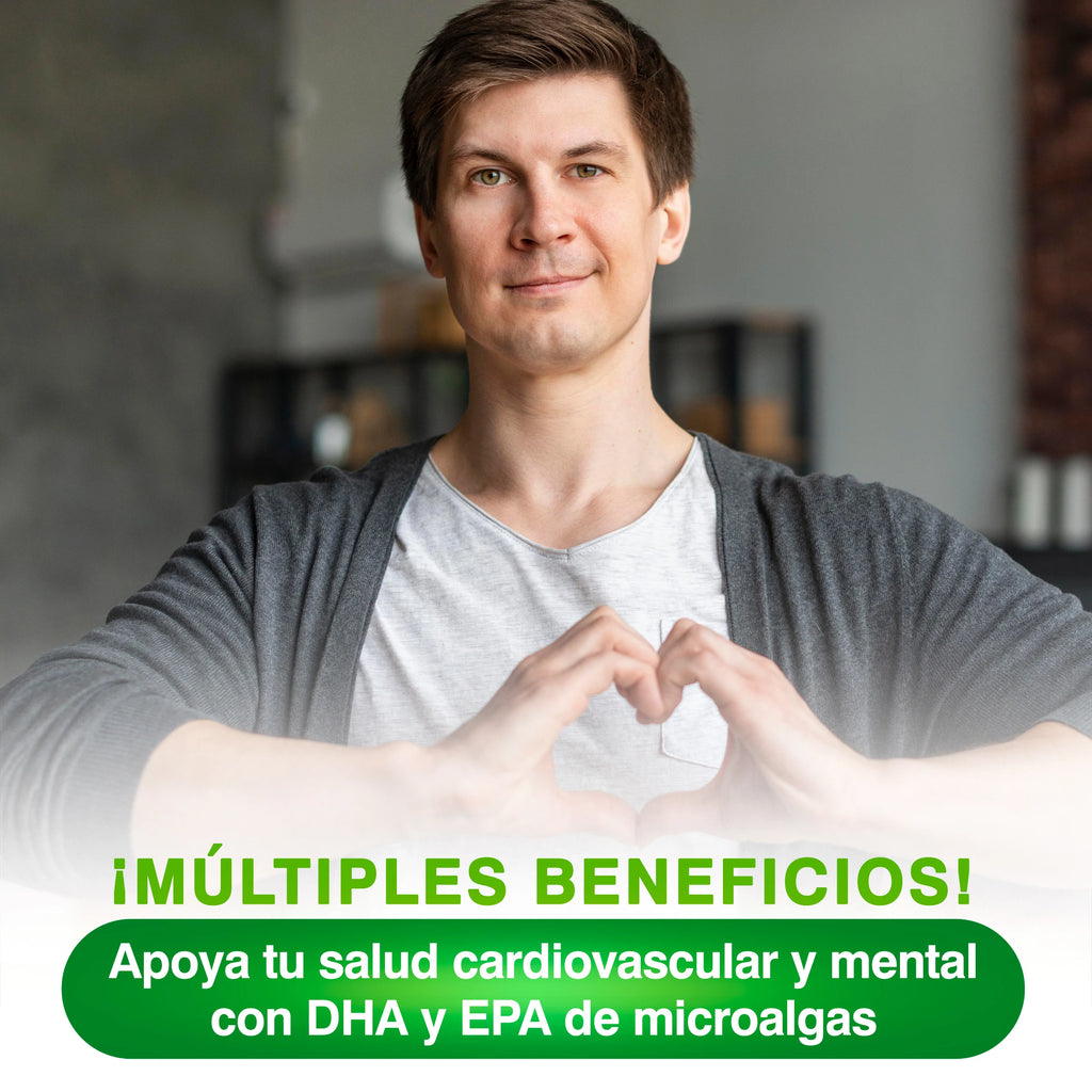 Omega-3 Vegano con EPA y DHA Soria Natural - Aceite de Microalga Schizochytrium - Con Vitamina E - Alto Contenido en Ácidos Grasos - Salud Cardiovascular - 60 perlas de 724,5 mg.