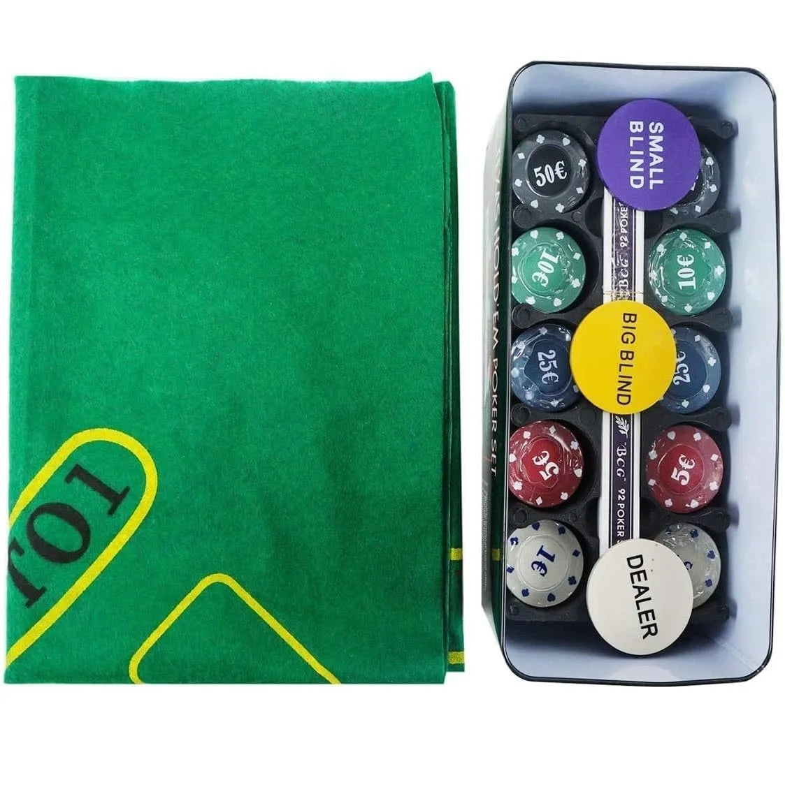 Professional Poker Set with 200 Chips, 2 Decks of Cards, Complete Accessories, and Metal Case - Ideal for Card Games, Perfect for Gifts and Gatherings.