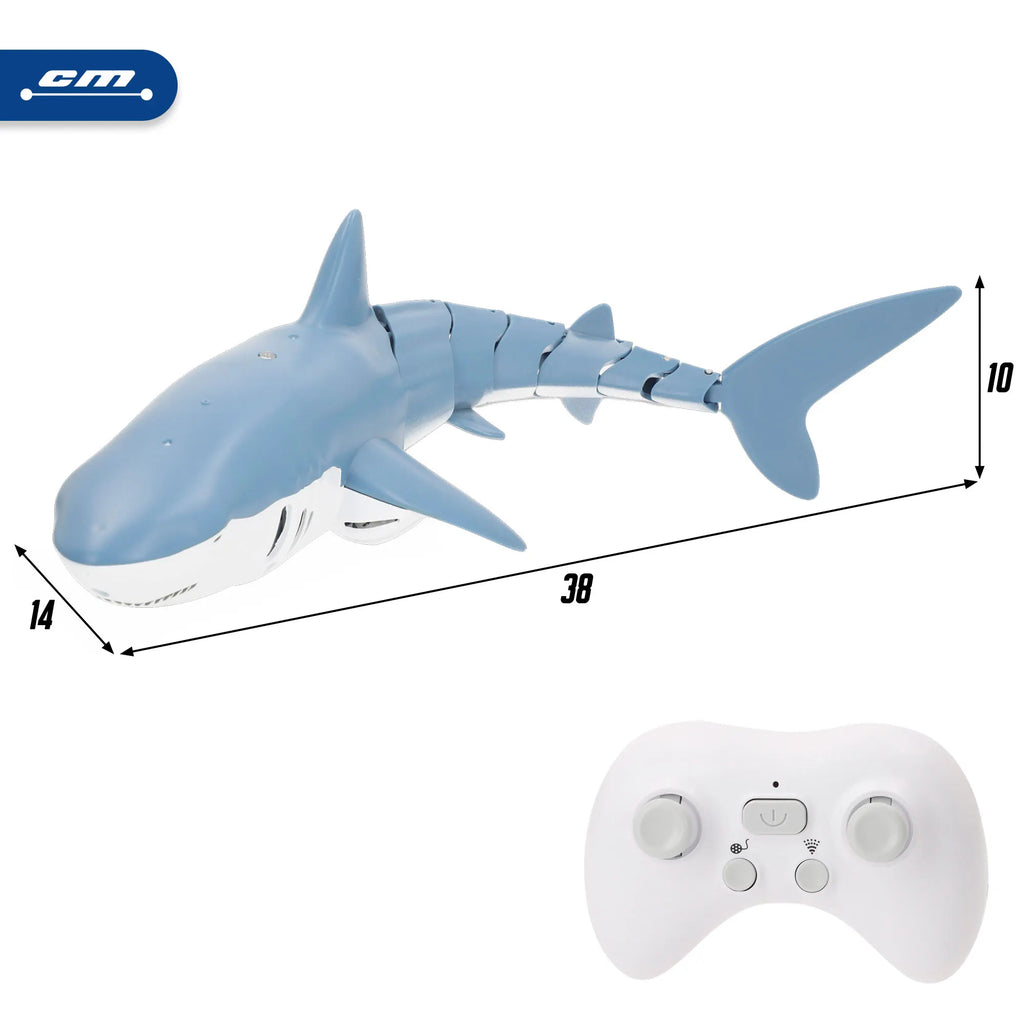 Tiburón de juguete a control remoto, lancha de carreras de 38 cm