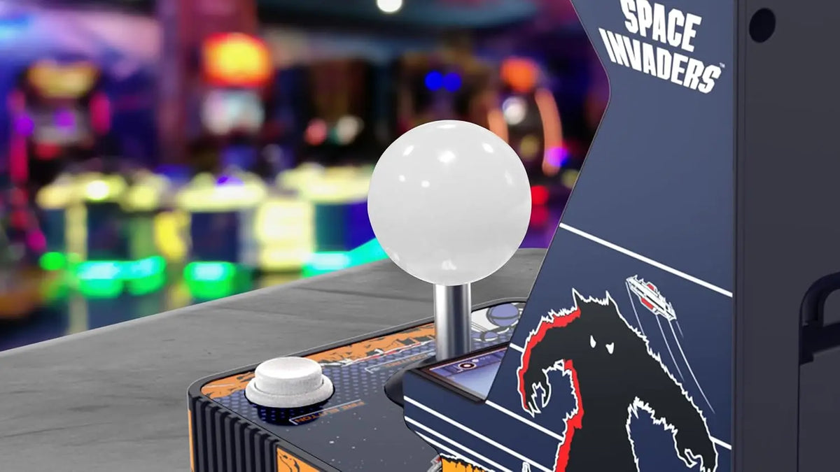 Space Invaders Joystick Player - Retro Games Console with Built-in Classic Game, Plug & Play, Compact Design, Compatible with AV or HDMI for Easy Setup and Nostalgic Arcade Experience